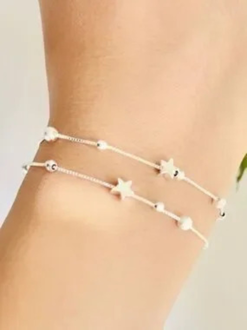 925 Sterling Silver Star Double Strand Bracelet